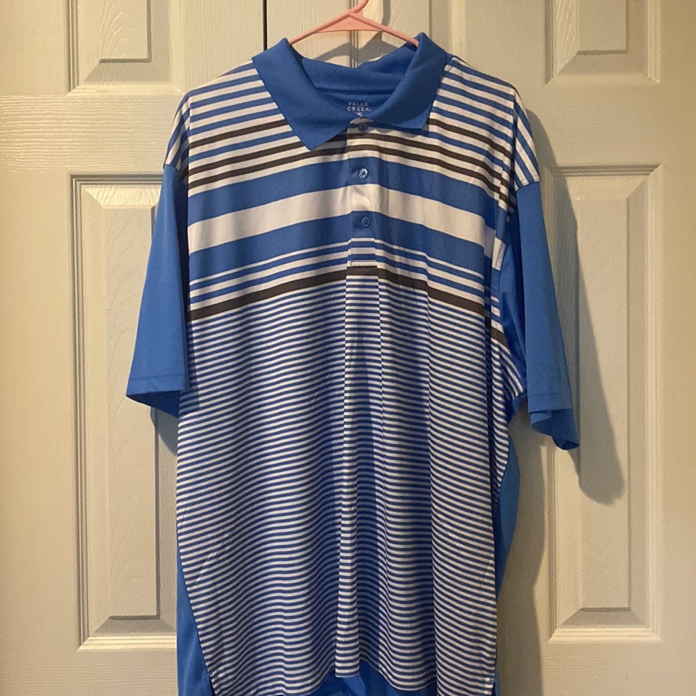 Blue and white polo